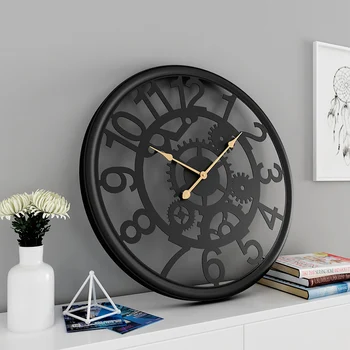Pavarų kaustytomis geležies laikrodis pramoninės vėjo sieninis laikrodis kambarį asmenybės kūrybos namuose išjungti mechaninė dekoratyvinis sieninis laikrodis