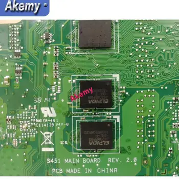 Už Asus S451 S451L V451 V451L S451LN S451LB S451LA Nešiojamas plokštė s451ln mainboard REV2.1 i5-4200u 4GB RAM Išbandyti