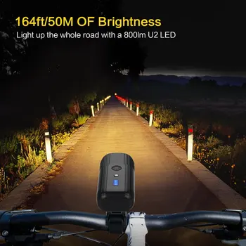 Žibintuvėlis Dviračiu, Lanterna 4000 MAH 800 Liumenų Dviračių Žibintas, Dviračio Lempos Priekiniai LED Šviesų USB Įkrovimo