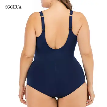 SGCHUA 2020 m. Naujas Didelis Dydis 6XL vientisi maudymosi Kostiumėliai Moterims, Plius Didelis Mėlyną maudymosi kostiumėlį Formos Backless Paplūdimio kelių sluoksnių Maudymosi Kostiumas