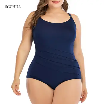 SGCHUA 2020 m. Naujas Didelis Dydis 6XL vientisi maudymosi Kostiumėliai Moterims, Plius Didelis Mėlyną maudymosi kostiumėlį Formos Backless Paplūdimio kelių sluoksnių Maudymosi Kostiumas