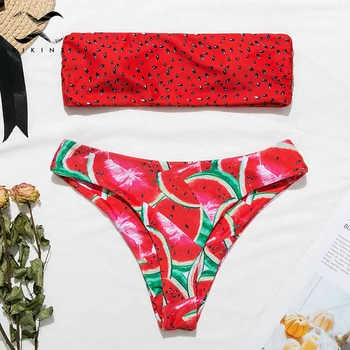 Push up brazilijos maudymosi kostiumėlį moterų maudymosi kostiumas Seksualus spausdinti bikini 2019 mujer Bandeau aukštos sumažinti maudymosi kostiumėliai moterims bikini komplektas biquinis