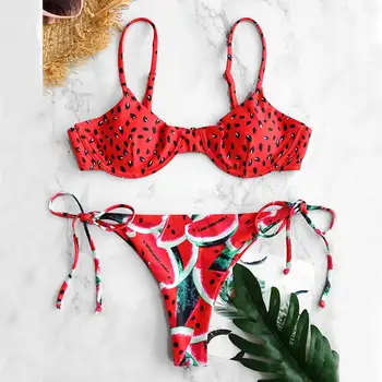 Push up brazilijos maudymosi kostiumėlį moterų maudymosi kostiumas Seksualus spausdinti bikini 2019 mujer Bandeau aukštos sumažinti maudymosi kostiumėliai moterims bikini komplektas biquinis