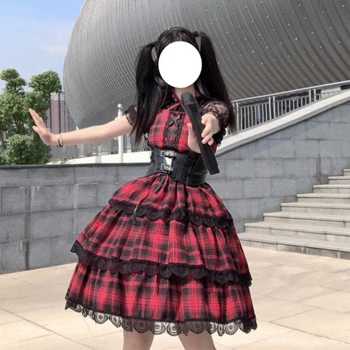 Origional Lolita Japonijos Daina-Skatinti Kostiumas Pledas Aukšto Juosmens Tortas JSK Dirželis, viso Kūno Suknelė Mergina Vasaros lolita dress