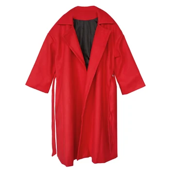 Vilnonis paltas moteriška ilgai skyriuje 2019 naujų rudens korėjos versija prarasti plonas atvartas ilgomis rankovėmis Diržo vilnoniai paltai z36