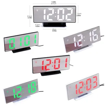 Led Daugiafunkcinis, Didelis Ekranas, Elektroninis Laikrodis Išjungti Veidrodis, Žadintuvas Ultra Silent Skaitmeninis Laikrodis