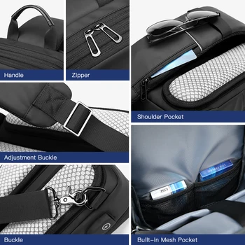 OZUKO Plečiama Vyrų Crossbody Krepšiai Daugiafunkcis USB Įkrovimo Krūtinės Pack Pasiuntiniai Vyrų Vandeniui Pečių, Krūtinės Maišelį 2020 NAUJAS