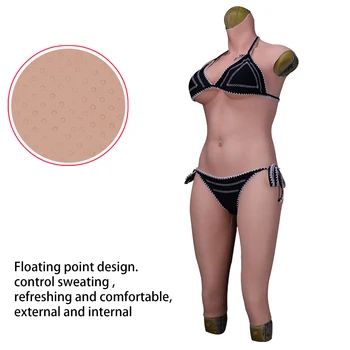 Bodysuit 7-osios Kartos Silikono Netikrą Pūlingas Makšties Bodysuit Už Crossdressing Fake Boobs Shemale Transseksualų Drag Queen ' Tit
