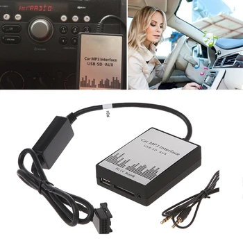 USB SD AUX Automobilinį MP3 Muzikos CD Keitiklis Adapteris Peugeot 307 407 Citroen C4 C5