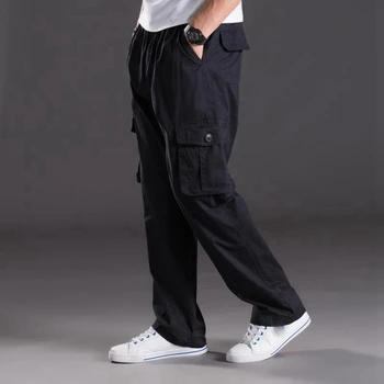 Aukštos kokybės rudenį Vyrų krovinių kelnės kišenės iš durų plius dydis didelis 6XL 7XL 8XL 