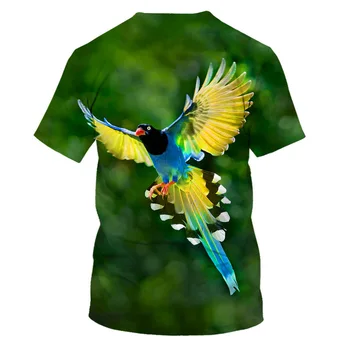 Vasaros Gėlės, paukščiai Animacinių filmų Paukščių marškinėliai Spausdinimas Vaikai Papūga T-shirt Berniukas ir Mergaičių Drabužių Drugelis Vaikų marškinėliai vaikams Viršų