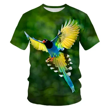 Vasaros Gėlės, paukščiai Animacinių filmų Paukščių marškinėliai Spausdinimas Vaikai Papūga T-shirt Berniukas ir Mergaičių Drabužių Drugelis Vaikų marškinėliai vaikams Viršų