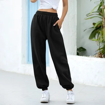 Harajuku Poilsiu Pločio Kojų SweatPants Moterų Kelnės Plius Dydis Aukšto Liemens Kelnės Streetwear Korėjos Atsitiktinis Ziajać Femme Rudenį