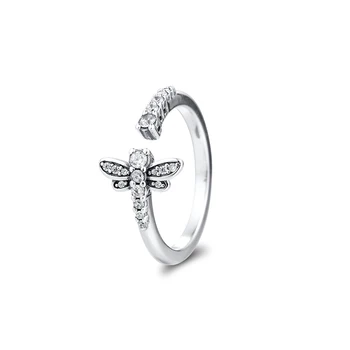 Putojantis Dragonfly Atidaryti Žiedas 925 Sterlingas Sidabro Žiedai 