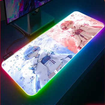 Mairuige Rem Vėl Nulis Anime Mergina RGB Žaidimų Pelės Mygtukai Gamer Kompiuteris, LED Apšvietimas, USB Didelis Kilimėlis Spalvingas Stalas Padas Pelės Kilimėlis