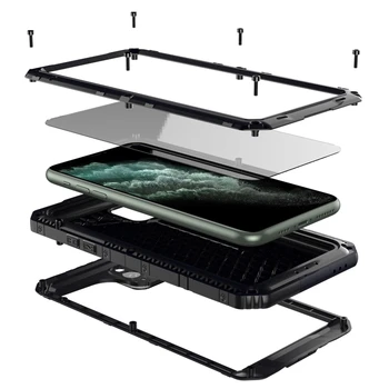 Prabangaus Metalo, Aliuminio IP68 Vandeniui Telefono dėklas skirtas iPhone SE 2 11 Pro Max XR X 6, 6S 7 8 Plus XS Max Dulkėms atsparus smūgiams Dangtis
