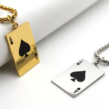 Žaisti Kortų Pokerio Kastuvu Ace Karoliai, Aukso/Sidabro Spalvos Nerūdijančio Plieno Pakabukas Su Grandinėmis, Bižuterijos Kalėdų Dovana
