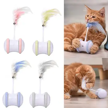 Interaktyvi Katė Žaislas Automatinė USB Įkrovimo 360 Laipsnių Nereguliarus Savarankiškai Sukasi Kačiukas Plunksnos Žaislai su LED Šviesos Kačių Pasiūla