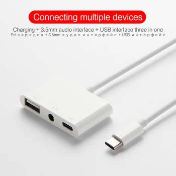 USB C su USB įkrovimo 3.5 mm Ausines AUX Adapteris, Skirtas Lenovo Xiaoxin Pad Pro Tab M10 Plius C Tipo-3.5 Lizdas, Ausinės, Audio kabelis