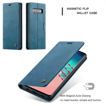 CaseMe Retro Telefono dėklas Samsung Galaxy S10 5G Prabanga Kreditinės Kortelės Stovi Magnetinio Oda, Flip Dangtelis, Skirtas 