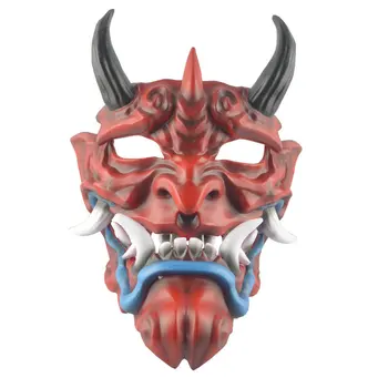 Japonijos Raudona Prajna Cosplay Siaubo Pilna Veido Kaukė Asmeninį Dervos Halloween Mask Baisu Suaugusiems, Kaukės Halloween Party Rekvizitai
