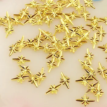 1000PCs Auksas, Sidabras Kryžiaus Žvaigždė Kniedės Plonas 3D Metalo Japonija Korėja Nagų Dailės Apdaila 