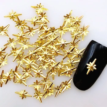 1000PCs Auksas, Sidabras Kryžiaus Žvaigždė Kniedės Plonas 3D Metalo Japonija Korėja Nagų Dailės Apdaila 