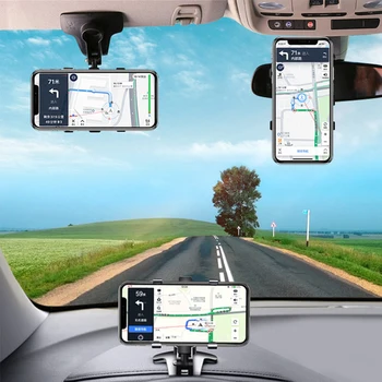 FONKEN prietaisų Skydelio Automobilinis Telefono Laikiklis 360 Laipsnių Smartphone Stovi galinio vaizdo Veidrodėlis, Skydelis nuo Saulės, Automobilio GPS Navigacija, Laikiklis