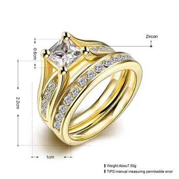 316L Nerūdijančio Plieno, Vestuvių Žiedas su aukso spalvos cirkonis vestuvių rinkiniai papuošalų mados moterų aukščiausios kokybės Valentino Diena dovana