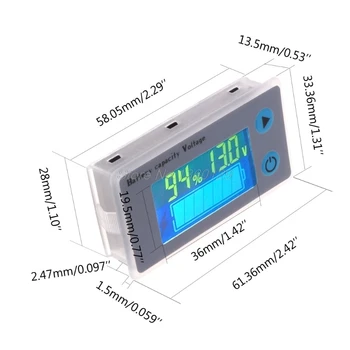 10-100V Universalus LCD Automobilinis Švino Rūgšties Ličio Baterijos Talpos Indikatorius Digital Voltmeter Įtampos Testeris Stebėti JS-C33 Sep23