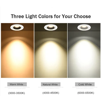 [DBF]2020 Naujas Anti-glare LED Embedded Downlight Pritemdomi 7W 12W LED Lubų Vietoje Šviesa 3000K/4000 K/6000K Kampo Reguliuoti Vietoje Lempos