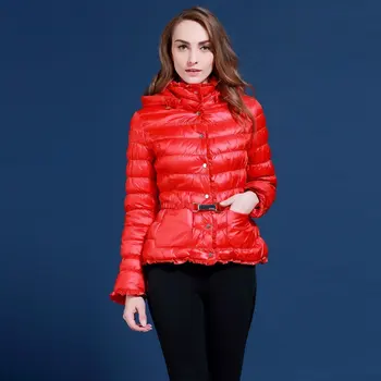 žieminiai pūkų paltai Moterims raudona trumpas dizainas, plonas nėrinių viršutiniai drabužiai Rusijos ir Europos moterų striukė plius dydis xs-xl M101