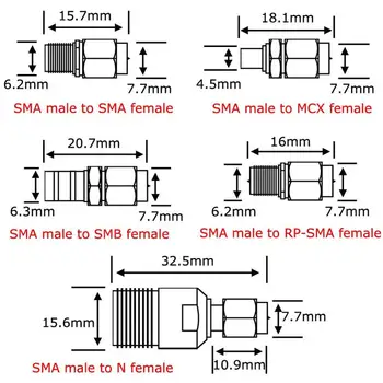 10 Tipas Nustatyti SMA Adapteris Rinkiniai SMA male N/F/BNC/UHF/MCX/SMB/TV/TNC moterų Tiesiai Nikelio Auksą, Padengtą Bandymo Skaičiuoklė