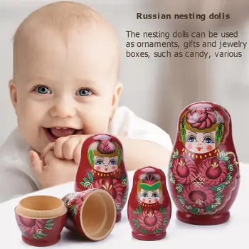 5 Sluoksniu, Medinės Rusijos Lizdus Lėlės Matryoshka Nustatyti Naujovė Rankomis Dažyti