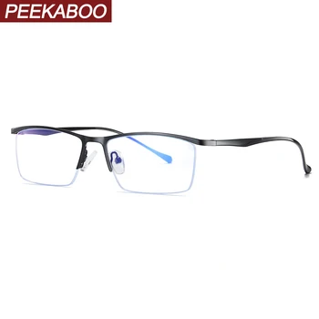 Peekaboo kompiuterio akių apsauga akiniai šviesiai mėlyna pusė ratlankio vyrų optiniai akinių rėmeliai vyrų metalo pusiau taškus