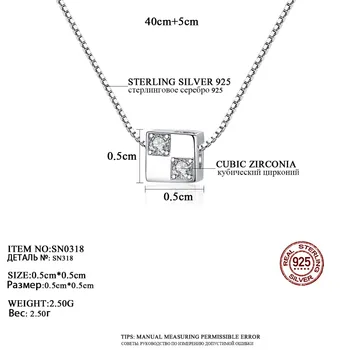 CZCITY Nauja Nuoroda Grandinės Aikštėje 925 Sterlingas Sidabro Karoliai Pakabukas Moterų Fine Jewelry Collares Joyeria Fina Para Dovana SN0318