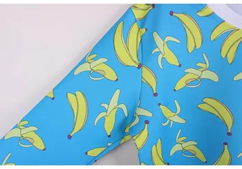Rudenį Naują atvykimo Bananų spausdinti moterų apkarpytos palaidinės visas rankovės atsitiktinis mergaičių drabužiai Vakarų mados ponios tracksuit