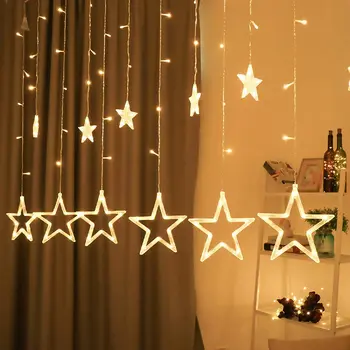 220V LED ES Plug Šmėžavimas Žvaigždės String Apšvietimas Nuotolinio Valdymo Lauko Kalėdų Girliandas Vestuves Dekoravimo Užuolaidų Žibintai