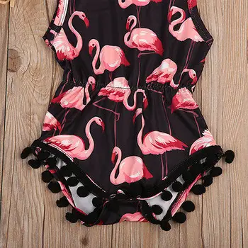 Citgeett Vasaros Naujagimiui Kūdikių Mergaičių Flamingo Spausdinti Bodysuit Sunsuit Komplektus Drabužių 0-24M SS