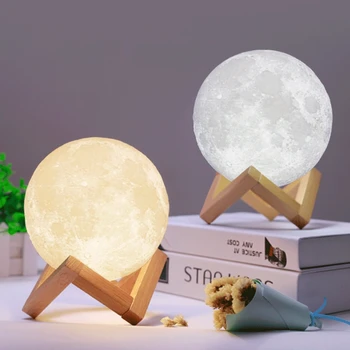 Įkrovimo 3D Stebuklinga LED Luna Naktį Mėnulio Šviesos Lempa, Stalas USB Įkrovimą, 2 Spalvų Kaita, Touch Control Namų Dekoro Kūrybos Dovana