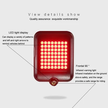 64 LED Automatinis Kryptimi Dviračiu Belaidžio užpakalinis žibintas Galinis USB Įkrovimo Dviračių MTB Dviračių Saugos Įspėjimas, Posūkio Signalai, Šviesos