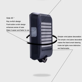 64 LED Automatinis Kryptimi Dviračiu Belaidžio užpakalinis žibintas Galinis USB Įkrovimo Dviračių MTB Dviračių Saugos Įspėjimas, Posūkio Signalai, Šviesos