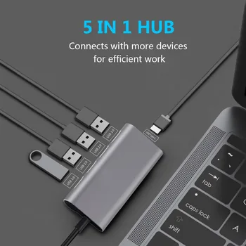 Tipas-C 4-Port USB3.0 PD HUB Aliuminio Lydinio 5Gbps Super Speed USB Skirstytuvo C spartusis įkrovimas CENTRU, Mac Book Xiaomi GALAXY S8