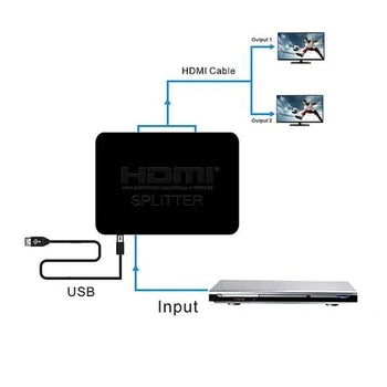 HDMI Splitter 1 2 Įvesties Išvesties HDMI Splitter Switcher Lauke Hub Paramos 4KX2K 3D 2160p1080p už XBOX360, PS3/4/5