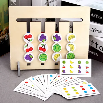 Montessori Medienos Keturių Spalvų Žaidimas Taškas Vaisių Atitikimo Kortų Žaidimo Mokymas Vaikams mokomieji Žaislai Vaikams, Šeimos Stalo Žaidimas