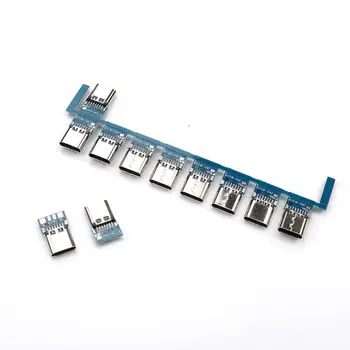 YuXi 100vnt/daug USB 3.1 C Tipo Jungtis 14 Pin Female Lizdas talpykla Per Skyles PCB 180 Vertikalus Skydas USB-C