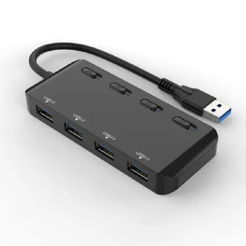 Tebe Naujas 4 Port USB3.0 Multi HUB Splitter Plėtra Kabelis Nešiojamas KOMPIUTERIS Adapteris su Jungikliu
