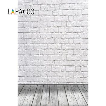 Laeacco Baltos spalvos Plytų Sienos Photophone Fotografijos Foną, Medinės Grindys, Tapetai Naminių Žaislų Kūdikių Dušas Naujagimio Foto Studija