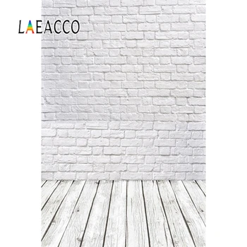 Laeacco Baltos spalvos Plytų Sienos Photophone Fotografijos Foną, Medinės Grindys, Tapetai Naminių Žaislų Kūdikių Dušas Naujagimio Foto Studija