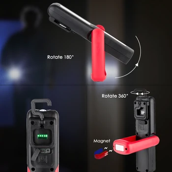 LED Žibintuvėlis USB Įkraunamas Žibintuvėlis COB Darbo Lemputė su Magnetas, Kablys Kempingas Palapinė Lempos Automobilių Remontas Žibintų Lauko Apšvietimas